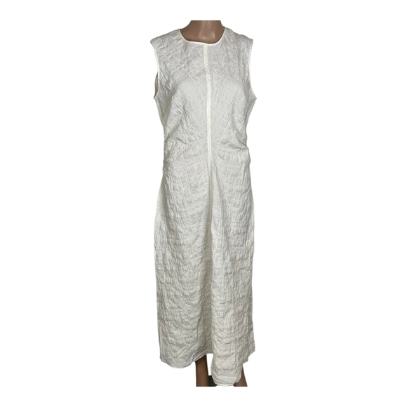 Whistles Women's Dress Lori Textured Midi Size 8 Ivory NWT Turkish Cotton - Picture 5 of 11